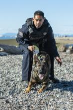 Delta Police Constable Sarb Singh and his dog Laska. 
