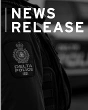 News release template with shoulder flash in front of police car