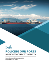 Report cover featuring a photo of Deltaport from waterside 