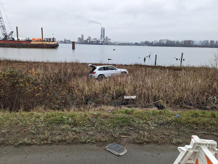 Car on Fraser River foreshore